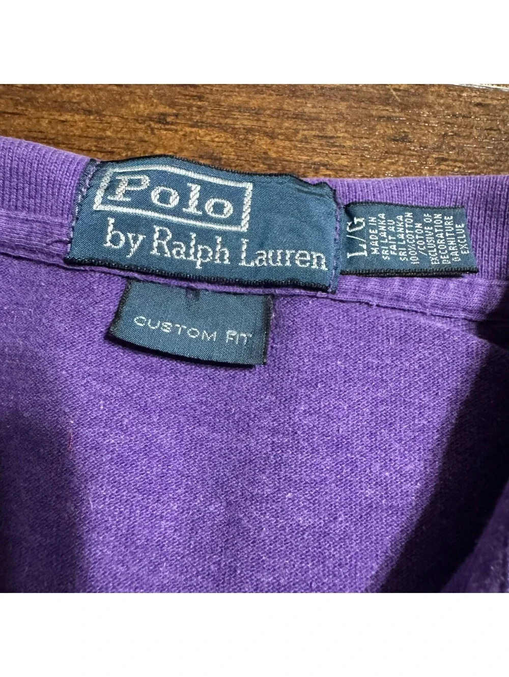 Ralph Lauren Custom Fit Polo shirt Purple Yellow Pony Size M (L)  Cotton Preppy